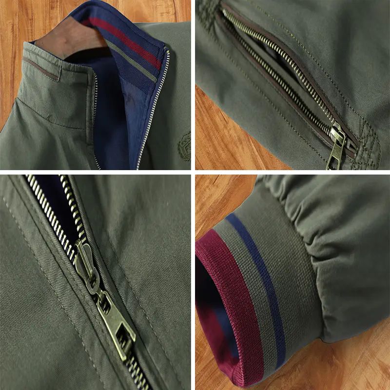 Autumn Winter Men's Bomber Jacket Mens Cotton Reversible Windbreaker Coats Fashion Men Slim Fit Business Zipper Coats Clothing