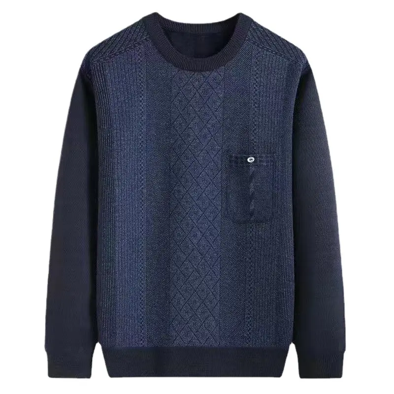 Autumn Winter Mens Knitte Sweater Casual Men Thick Warm Cashmere Pullover Men Classic O-Neck Business Sweaters Knitwear Clothing