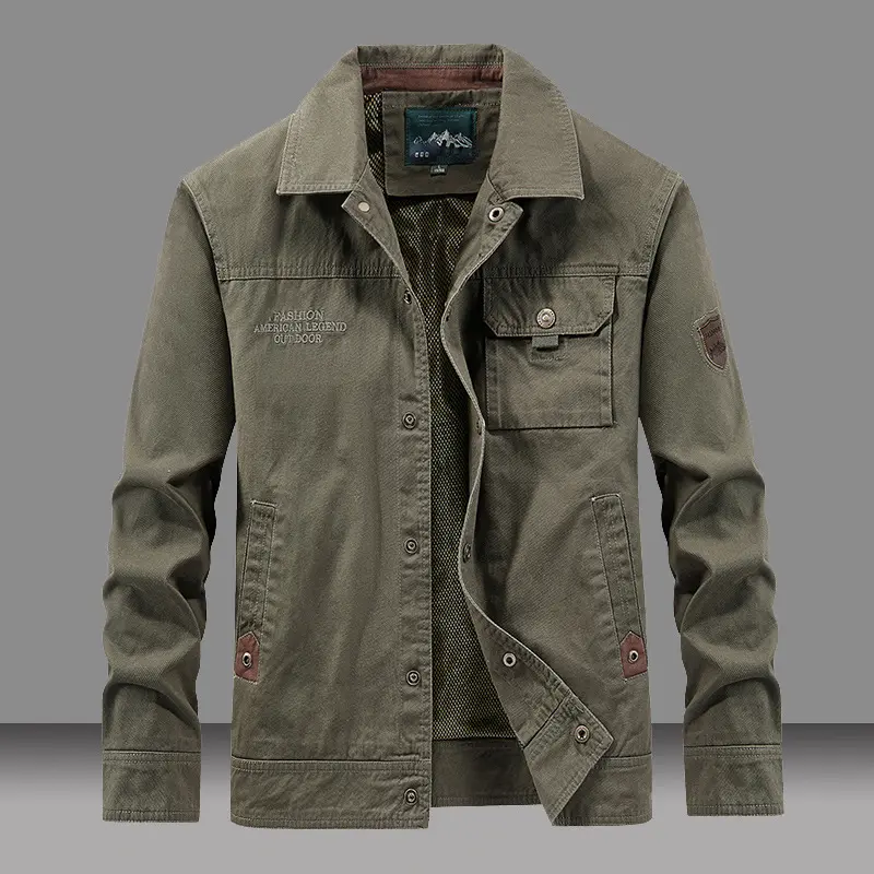 Autumn Men's Hiking Jackets Casual Man Turn-Down Collar Cotton Army Windbreaker Coats Men Outdoor Hunting Work Jacket Clothing