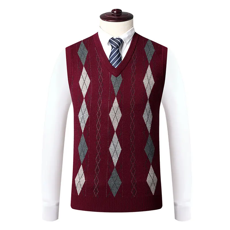 Autumn Winter Mens Knitted Sleeveless Jacket Man V-Neck Warm Jumper Knitted Waistcoats Men Wool Pullovers Sweater Vests Clothing