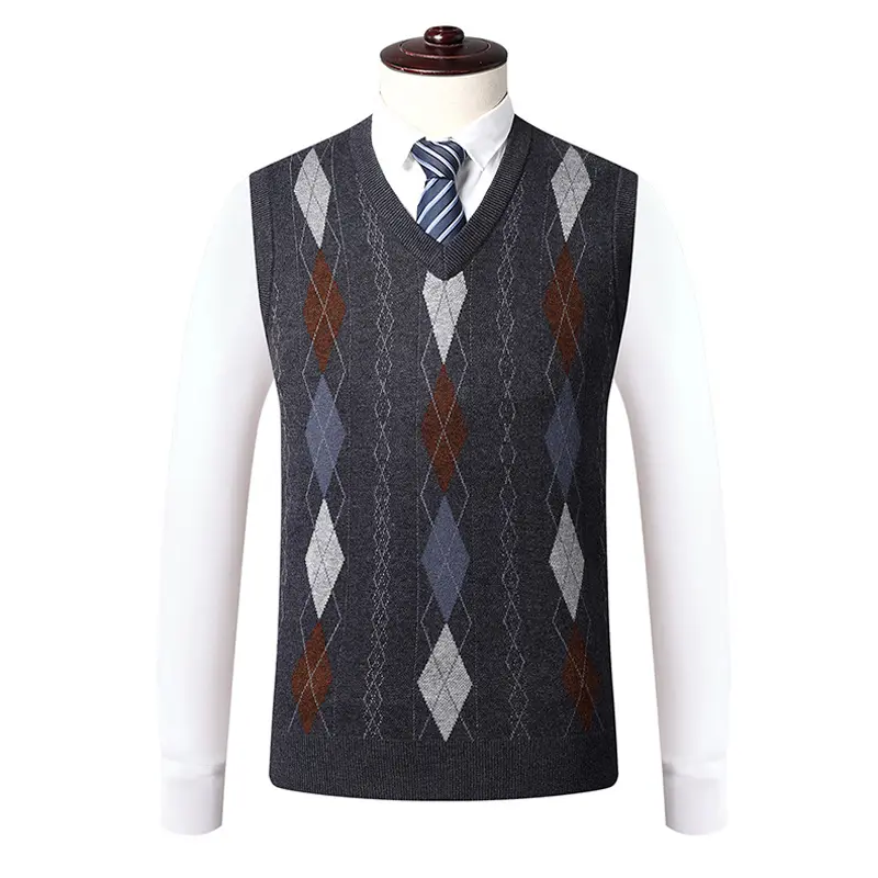 Autumn Winter Mens Knitted Sleeveless Jacket Man V-Neck Warm Jumper Knitted Waistcoats Men Wool Pullovers Sweater Vests Clothing