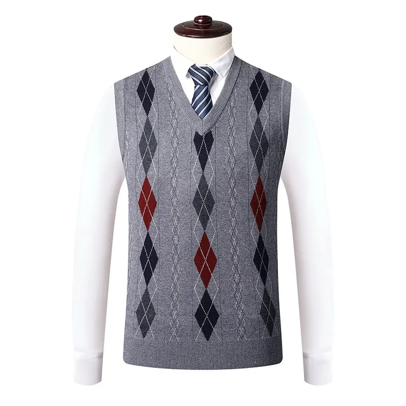 Autumn Winter Mens Knitted Sleeveless Jacket Man V-Neck Warm Jumper Knitted Waistcoats Men Wool Pullovers Sweater Vests Clothing
