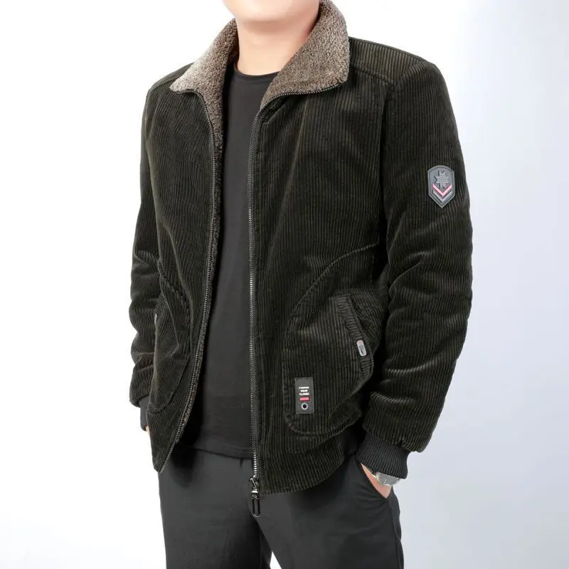 DIMUSI Winter Men's Bomber Jacket Fashion Man Corduroy Cotton Warm Padded Coats Casual Outwear Thermal Jackets Mens Clothing
