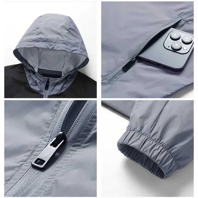 Spring Autumn Men's Bomber Jackets Fashion Men Hiking Windbreaker Hooded Coats Man Sports Breathable Zipper Jacket Clothing