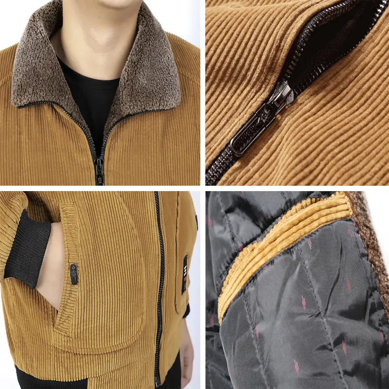 DIMUSI Winter Men's Bomber Jacket Fashion Man Corduroy Cotton Warm Padded Coats Casual Outwear Thermal Jackets Mens Clothing