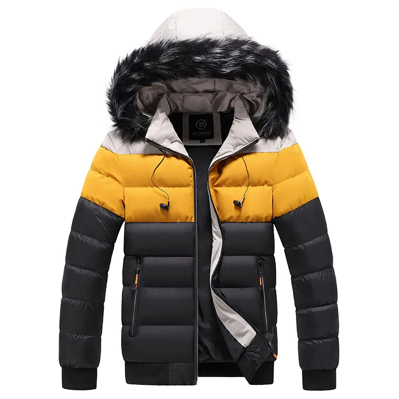 DIMUSI Winter Men's Thick Warm Jackets Men Fur Collar Parkas Windbreaker Hooded Coats Casual Outwear Thermal Jacket Man Clothing