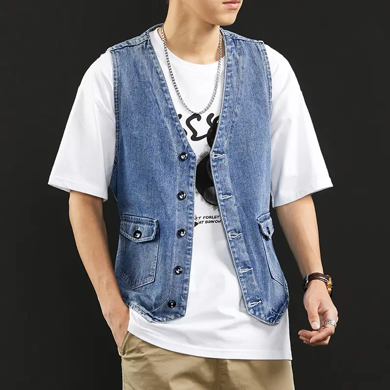 DIMUSI Autumn Men's Vest Vintage Denim Jeans Vest Male Black Sleeveless Jackets Men retro Tooling Jeans Waistcoats Clothing