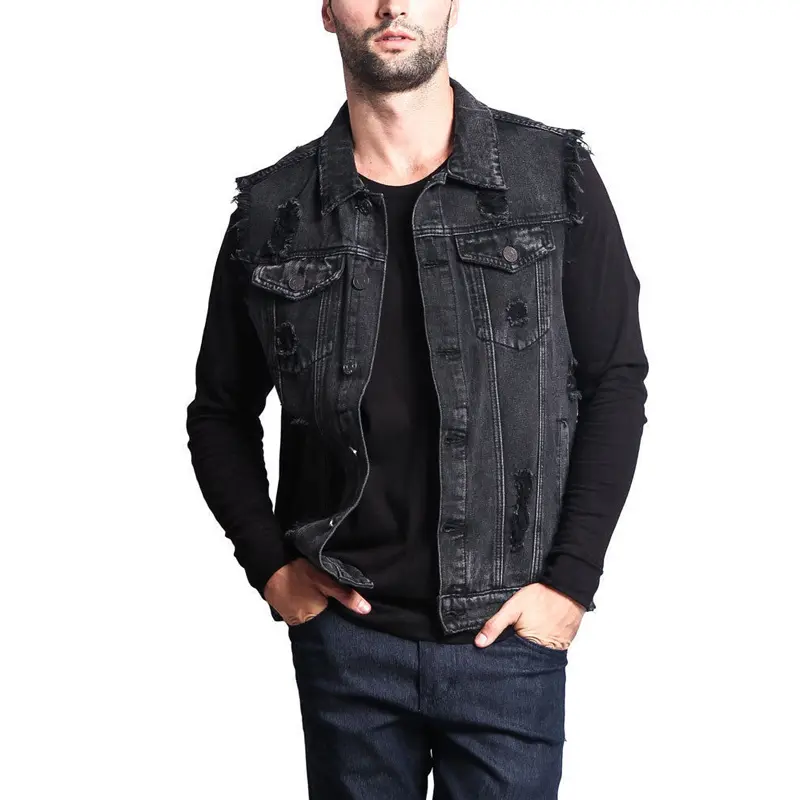 DIMUSI Summer Autumn Vintage Men's Denim Vest Male Design Retro Sleeveless Jackets Casual Ripped Hole Jean Waistcoats Clothing