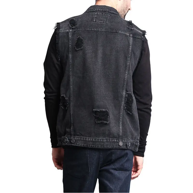 DIMUSI Summer Autumn Vintage Men's Denim Vest Male Design Retro Sleeveless Jackets Casual Ripped Hole Jean Waistcoats Clothing