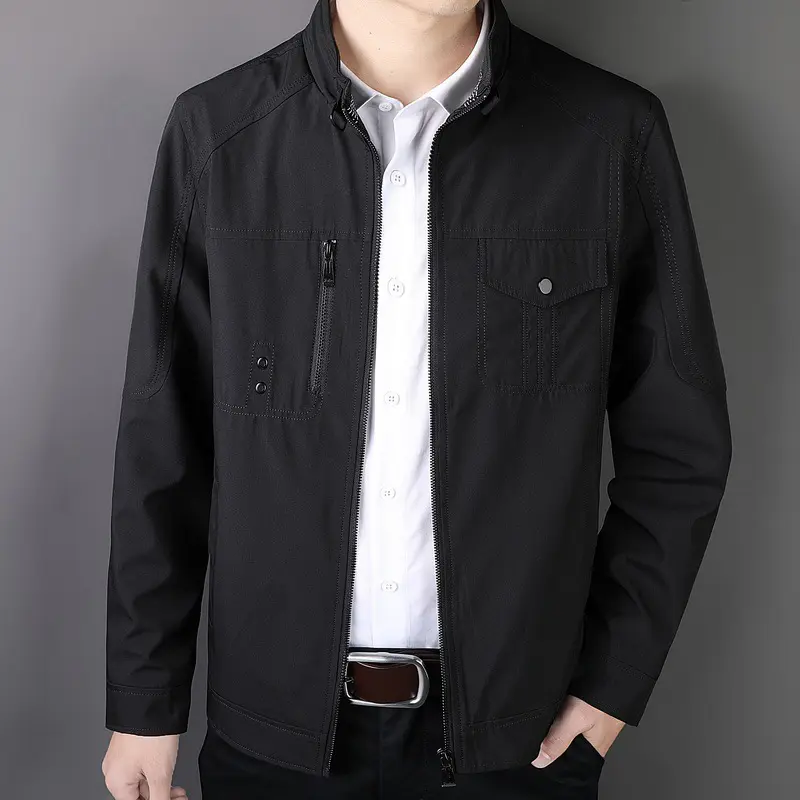 DIMUSI Men's Jackets Spring Autumn Casual Men Slim Fit Business Jacket Man Outwear Stand Collar Windbreaker Coats Clothing