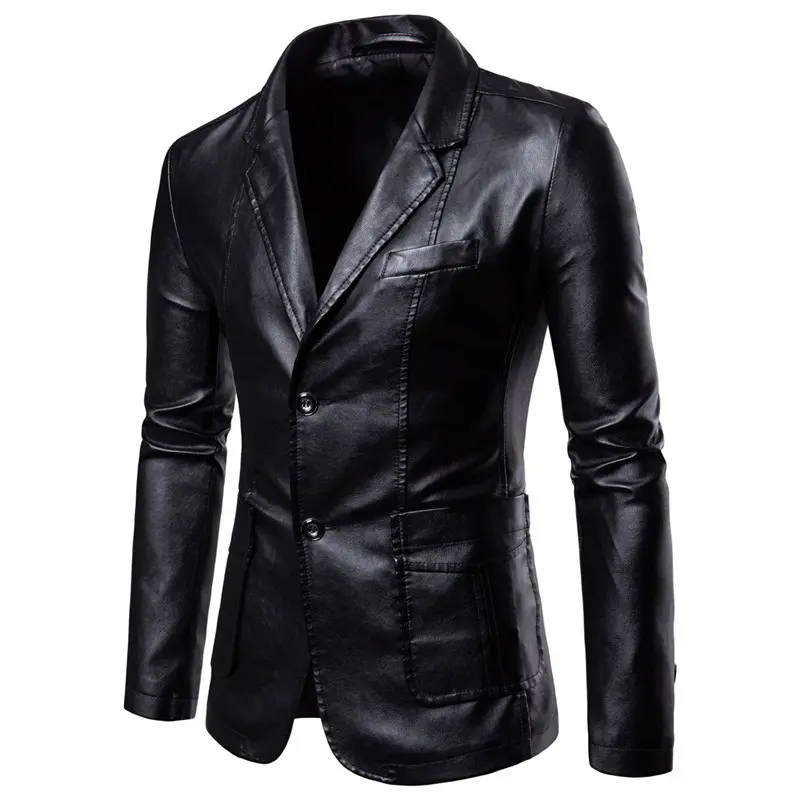 Autumn Men's Leather Jackets Fashion Men Retro Streetwear Biker Jacket Men Lapel Business Windbreaker PU Leather Coats Clothing