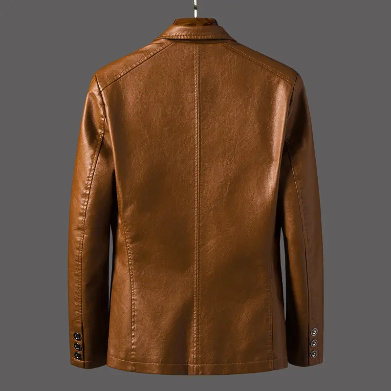 Autumn Men's Leather Jackets Fashion Men Retro Streetwear Biker Jacket Men Lapel Business Windbreaker PU Leather Coats Clothing