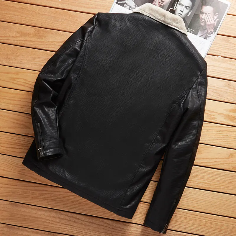 DIMUSI Winter Mens PU Leather Jacket Male Fleece Warm Motorcycle Leather Coats Casual Leather Biker Unifrom Jackets Men Clothing