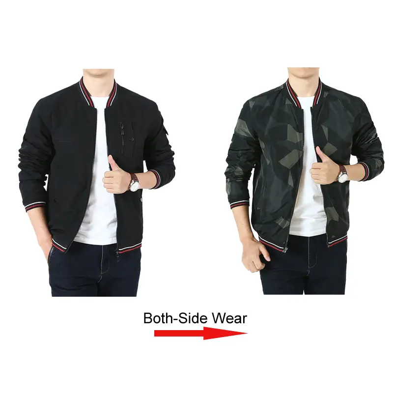 Spring Autumn Men's Bomber Zipper Jacket Men Sports Double-Side Wear Windbreaker Coats Men Uniform Baseball Jackets Clothing