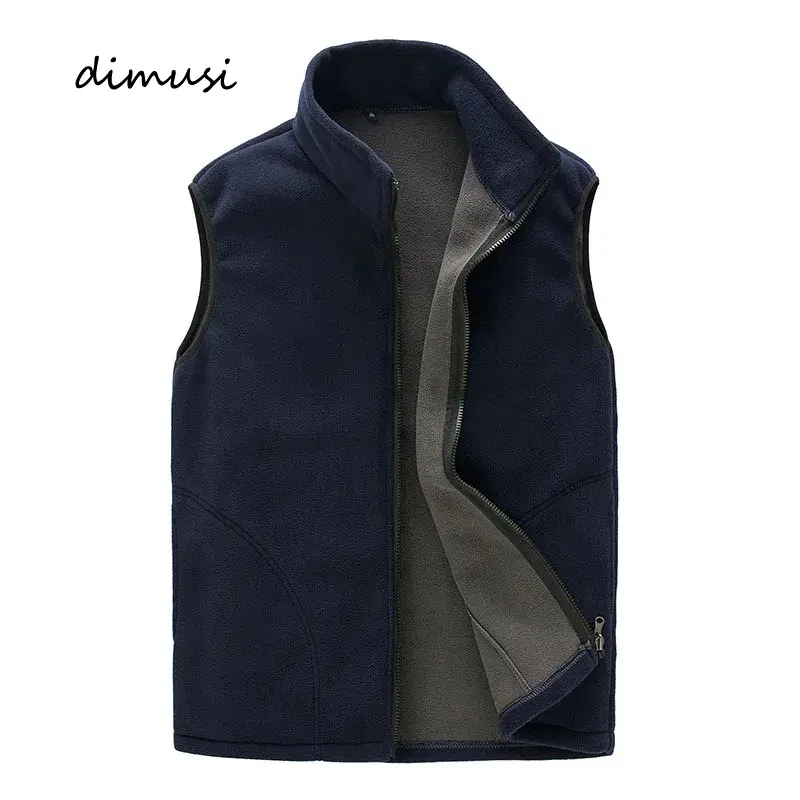 DIMUSI Winter Men Fleece Vest Male Thick Warm Waistcoat Outwear Casual Thermal Soft Vests Mens Windproof Sleeveless Jacket,YA720
