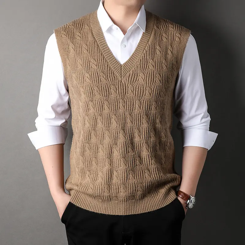 DIMUSI Autumn Winter Men's Sleeveless Jackets Man Vest Warm Jumper Knitted Waistcoats Men Woolen Pullovers Sweater Vest Clothing