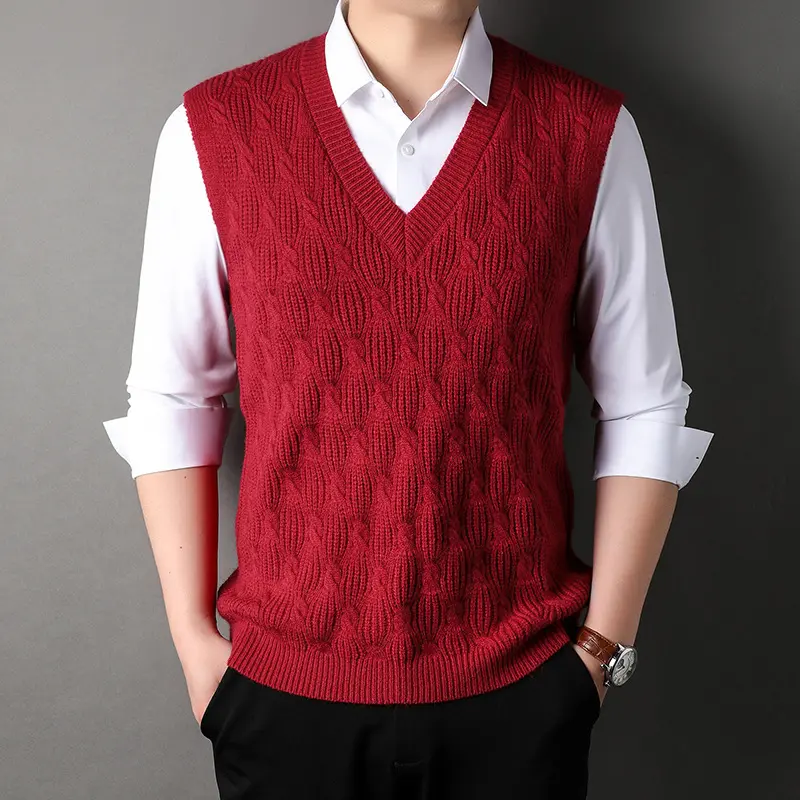 DIMUSI Autumn Winter Men's Sleeveless Jackets Man Vest Warm Jumper Knitted Waistcoats Men Woolen Pullovers Sweater Vest Clothing