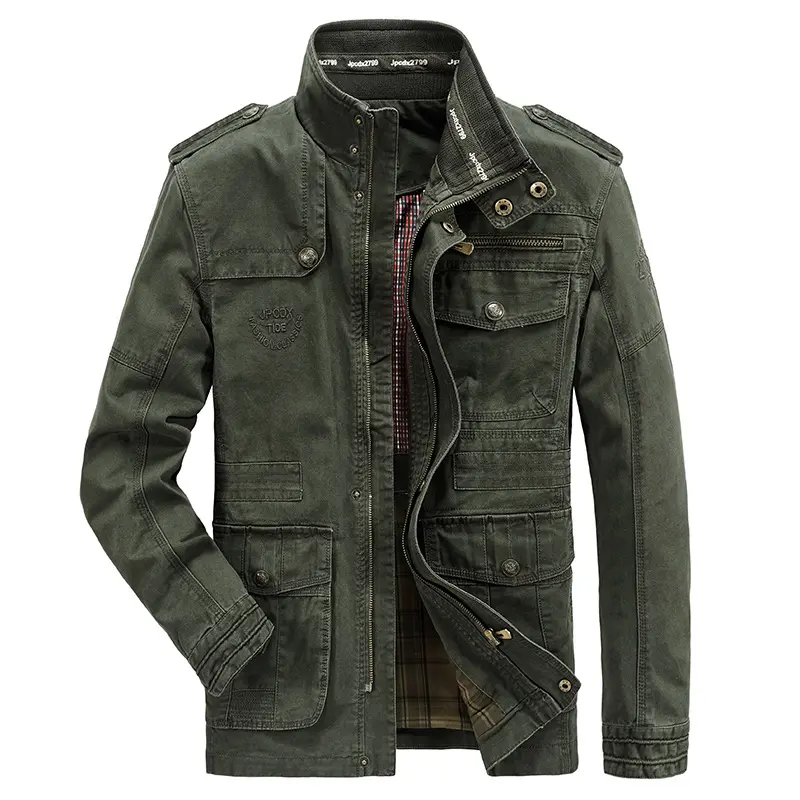 Autumn Men's Military Jacket Casual Man Stand Collar Cotton Business Coats Men Multi-pocket Windbreaker Jackets Clothing 7XL