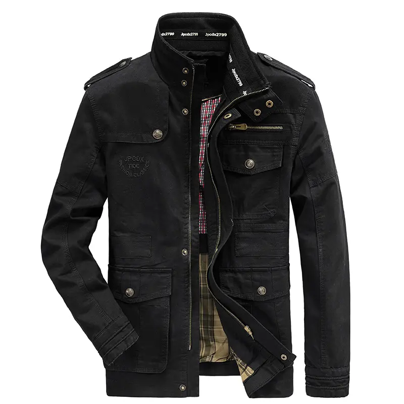 Autumn Men's Military Jacket Casual Man Stand Collar Cotton Business Coats Men Multi-pocket Windbreaker Jackets Clothing 7XL