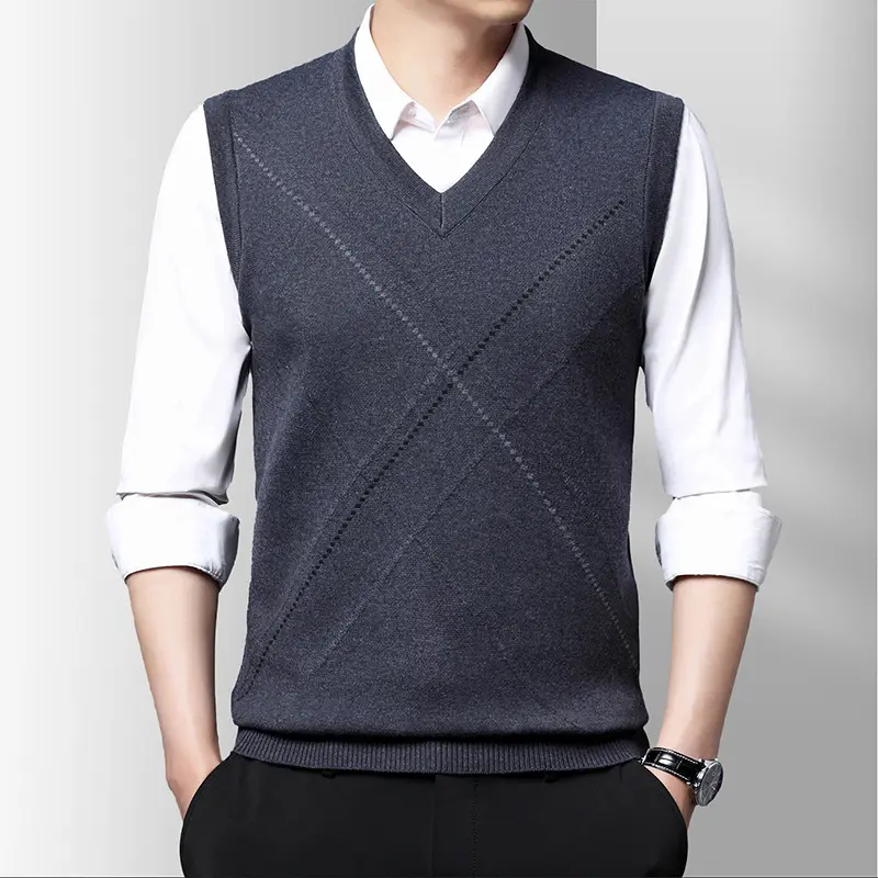 Winter Men's Pullover Sleeveless Jackets Man Warm Vest Jumper Knitted Waistcoats Casual Men Pullovers Sweater Vest Clothing