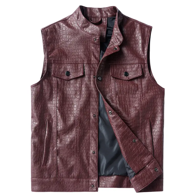 Autumn Men's Faux Leather Vests Classical Men Motorcycle Biker Leather Waistcoats Stylish Men Leather Sleeveless Jacket Clothing