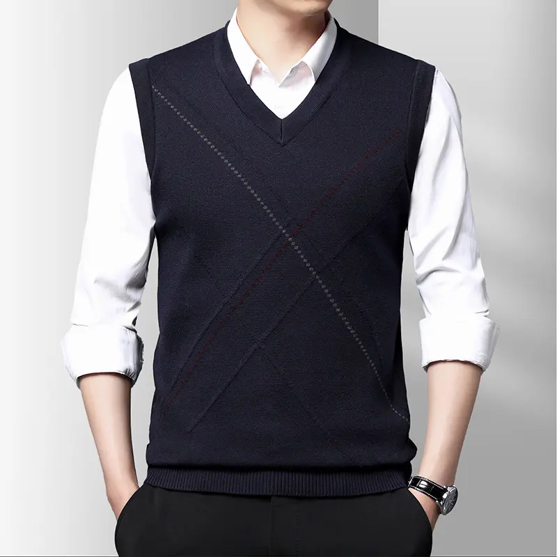 Winter Men's Pullover Sleeveless Jackets Man Warm Vest Jumper Knitted Waistcoats Casual Men Pullovers Sweater Vest Clothing