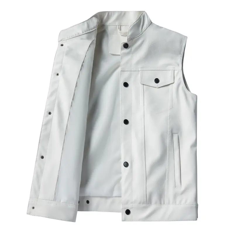 Autumn Men's Faux Leather Vests Classical Men Motorcycle Biker Leather Waistcoats Stylish Men Leather Sleeveless Jacket Clothing
