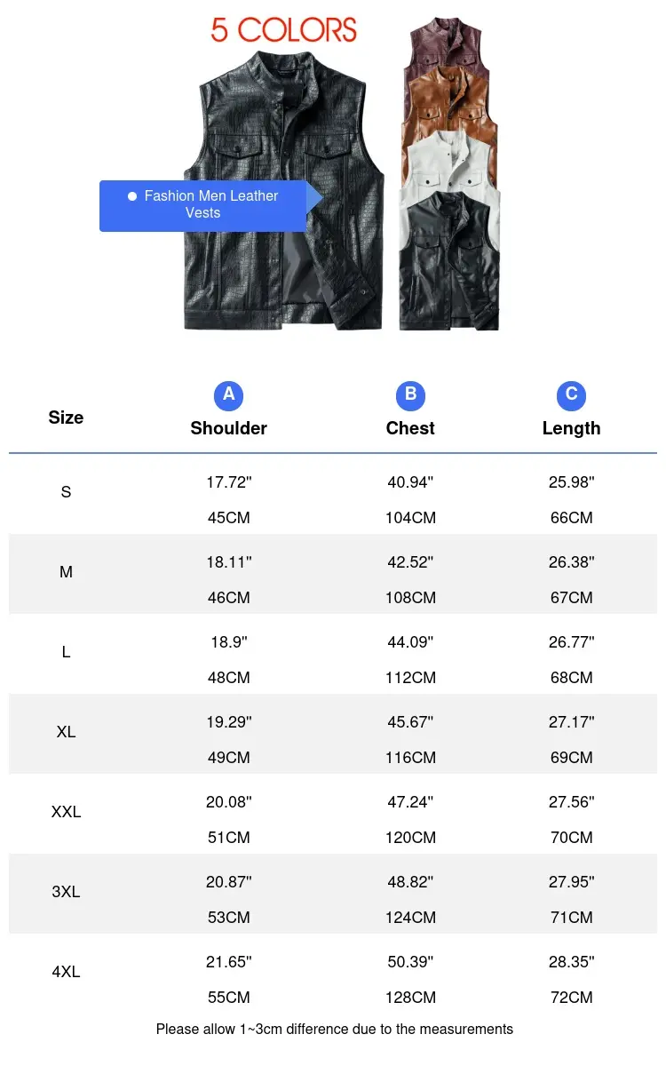 Autumn Men's Faux Leather Vests Classical Men Motorcycle Biker Leather Waistcoats Stylish Men Leather Sleeveless Jacket Clothing