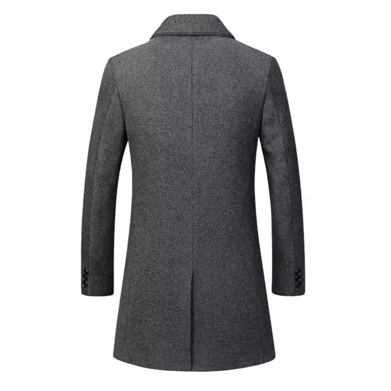 Autumn Winter Men's Wool Jackets Mens Long Windbreaker Trench Coats Man Solid Color Turn-Down Collar Business Jackets Clothing