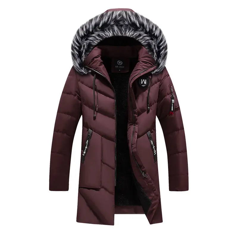 DIMUSI Winter Men's Long Jacket Fashion Men Fur Collar Thermal Classic Coats Casual Warm Windbreaker Padded Jackets Men Clothing