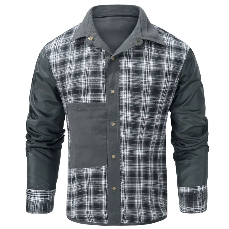 Spring Autumn Mens Flannel Plaid Shirt Jacket Casual Men Retro Lapel Cotton Warm Shirts Men Tactical Windbreaker Jacket Clothing