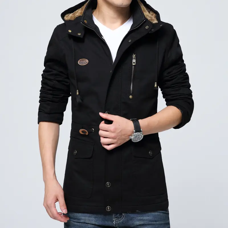 Winter Men's Thermal Padded Jackets Fashion Men Fleece Warm Hooded Coats Casual Men Army Tactical Hiking Jackets Brand Clothing