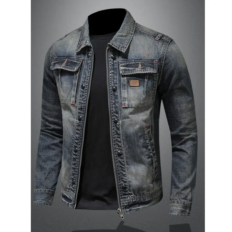Autumn Winter Men's Denim Jackets Fashion Men Retro Streetwear Cowboy Jacket Men Hip Hop ZipperBiker Jean Coats Clothing