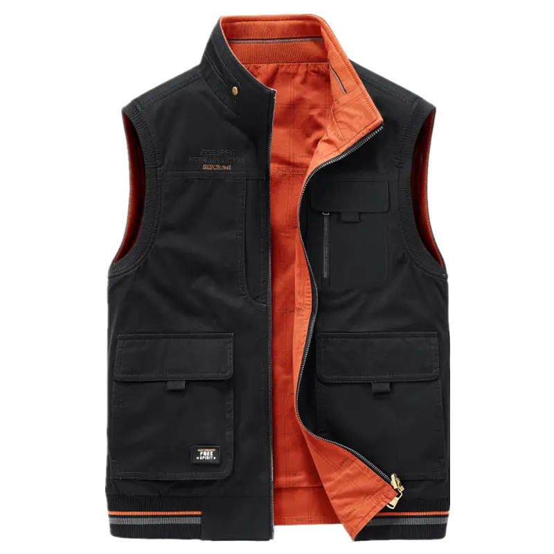 Autumn Winter Men's Cotton Vests Men Multi-pocket Fishing Waistcoat Men Double-sided Military Sleevesless Jackets Plus size 8XL
