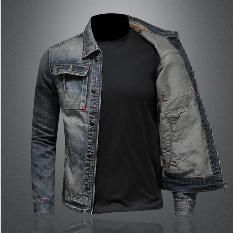 Autumn Winter Men's Denim Jackets Fashion Men Retro Streetwear Cowboy Jacket Men Hip Hop ZipperBiker Jean Coats Clothing
