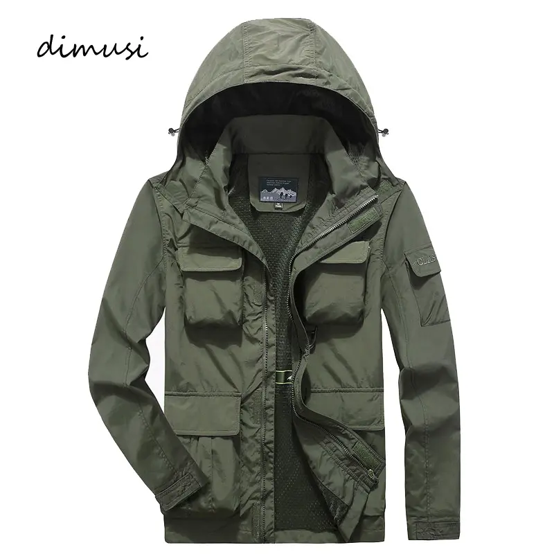 Mens Bomber Jacket Casual Male Overcoat Army Tactics Windbreaker Jacket Mens Sports Breathable Hooded Jackets Clothing 7XL
