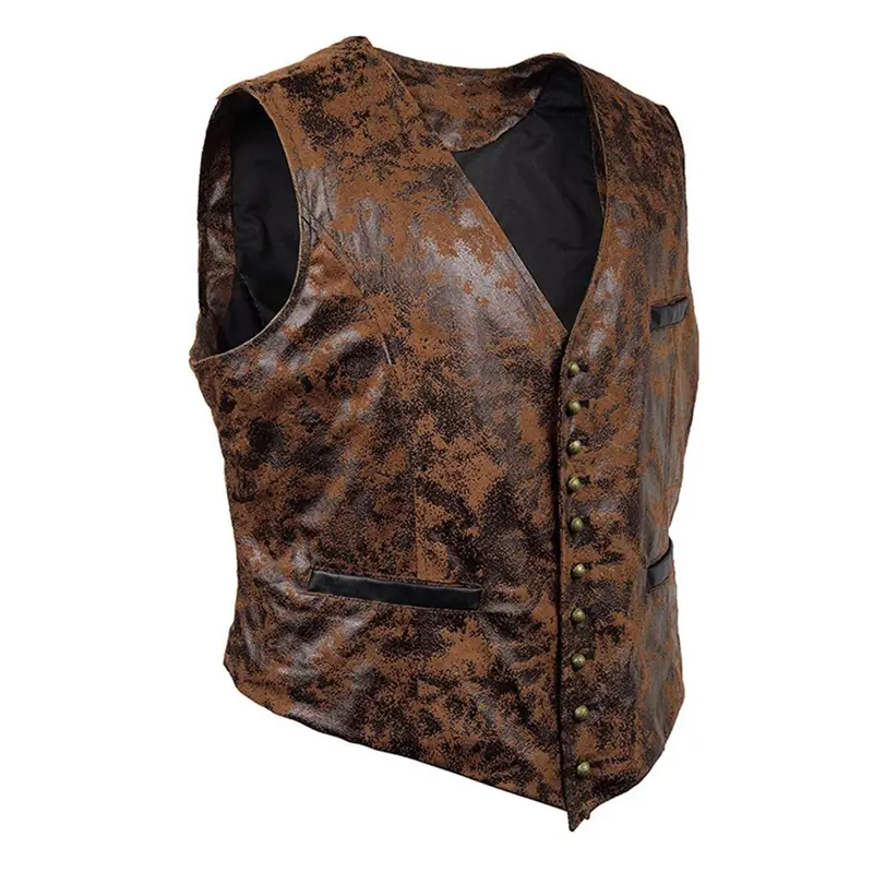DIMUSI Autumn Winter Men's Suede Vest Vintage Casual Male V-Neck Leather Sleeveless Jacket Men Retro Tooling Waistcoats Clothing