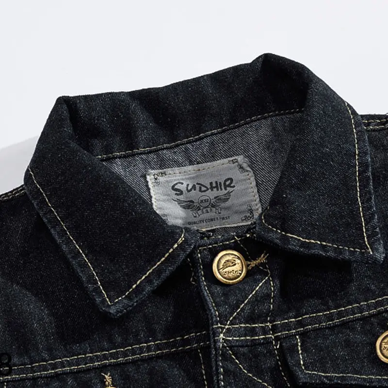 DIMUSI New Spring Autumn Vintage Design Men's Denim Vest Male Black Sleeveless Jackets Men Hole Jeans Brand Waistcoat 6XL,YA566