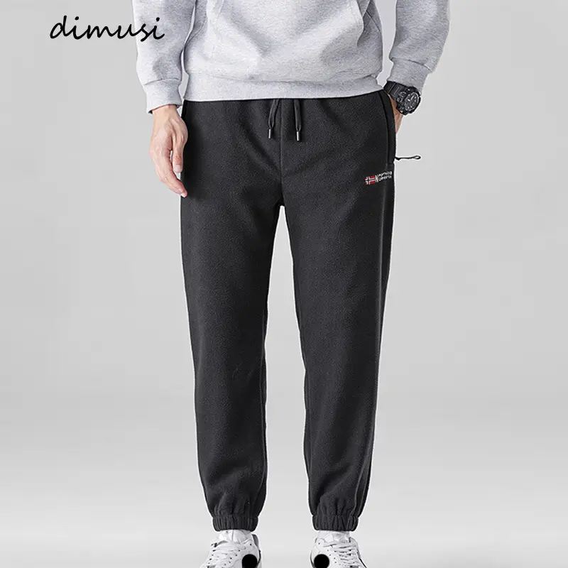 DIMUSI Winter Male Lambswool Warm Pants Casual Men's Fitness Jogging Sweatpants Male Drawstring Bottoms Fleece Trousers Clothing