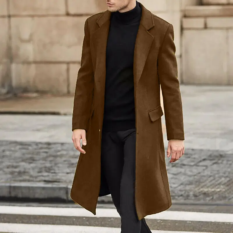 Autumn Winter Men's Trench Coats Luxury Male Mid-Long Wool Jackets British Style Mens Business Comfortable Overcoats Clothing