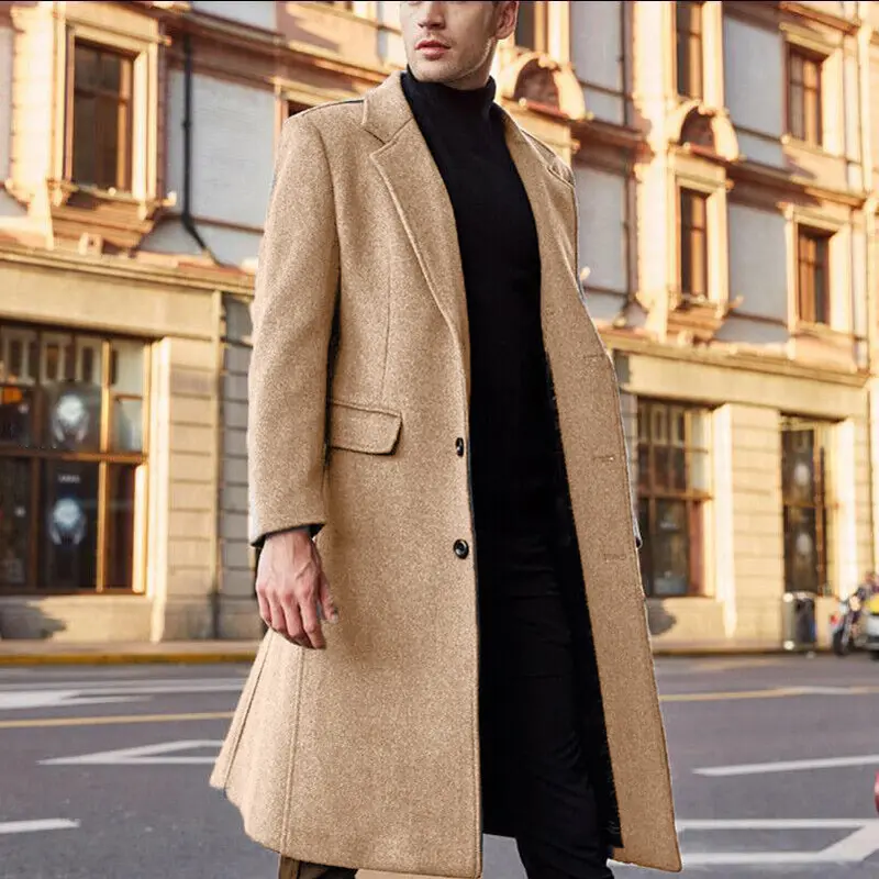 Autumn Winter Men's Trench Coats Luxury Male Mid-Long Wool Jackets British Style Mens Business Comfortable Overcoats Clothing