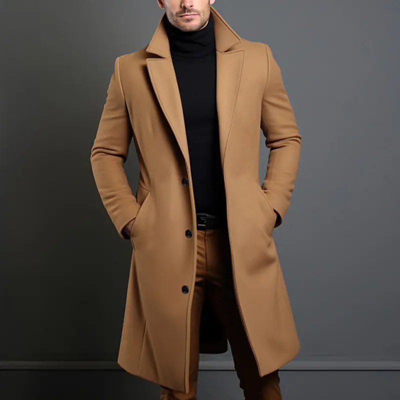 Autumn Winter Men's Trench Coats Luxury Male Mid-Long Warm Wool Jackets Casual Mens Business Comfortable Overcoat Clothing