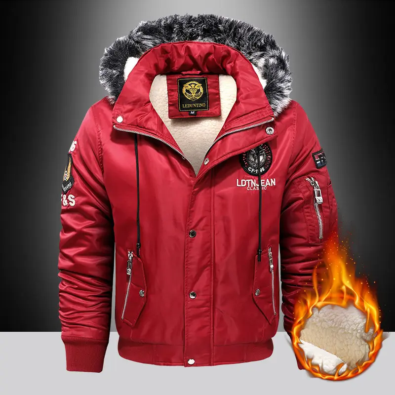 Winter Men's Down Padded Jacket Fashion Men Fur Collar Cotton Thick Warm Parkas Men Windbreaker Thermal Hooded Coats Clothing