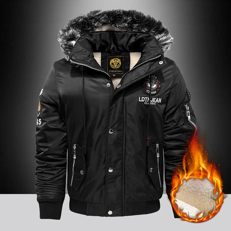 Winter Men's Down Padded Jacket Fashion Men Fur Collar Cotton Thick Warm Parkas Men Windbreaker Thermal Hooded Coats Clothing