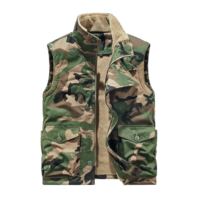 Autumn Winter Men's Fleece Warm Padded Vests Men Stand Collar  Army Tactical Waistcoats Men Windbreaker Sleeveless Jackets 6XL