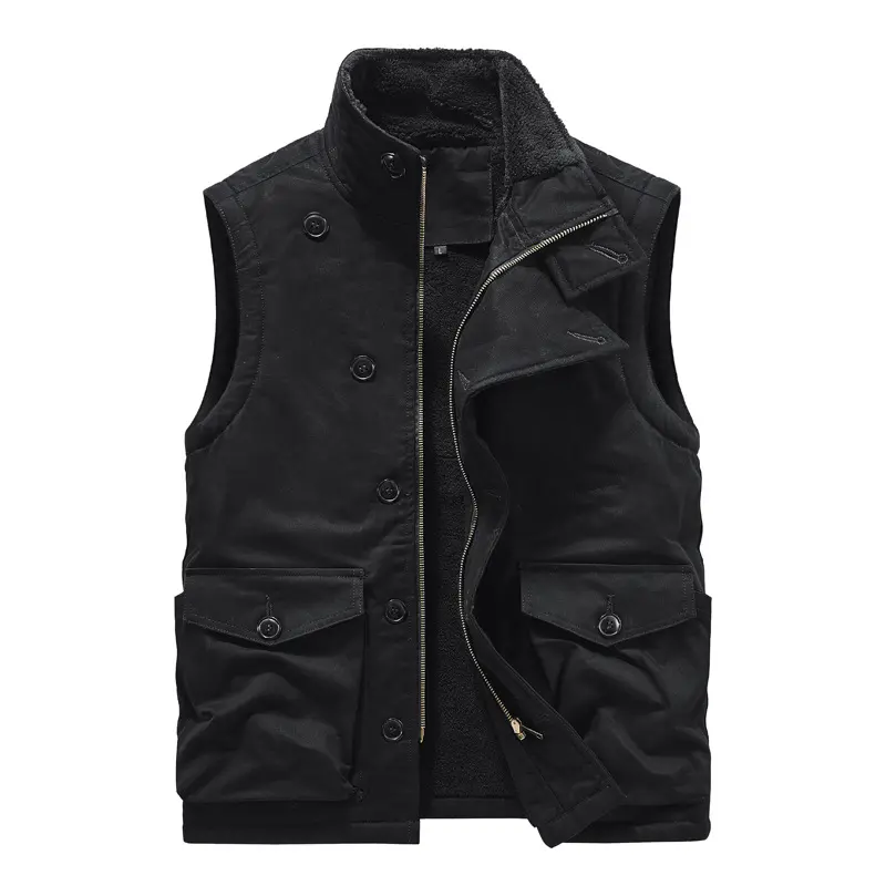 Autumn Winter Men's Fleece Warm Padded Vests Men Stand Collar  Army Tactical Waistcoats Men Windbreaker Sleeveless Jackets 6XL