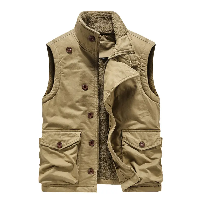 Autumn Winter Men's Fleece Warm Padded Vests Men Stand Collar  Army Tactical Waistcoats Men Windbreaker Sleeveless Jackets 6XL