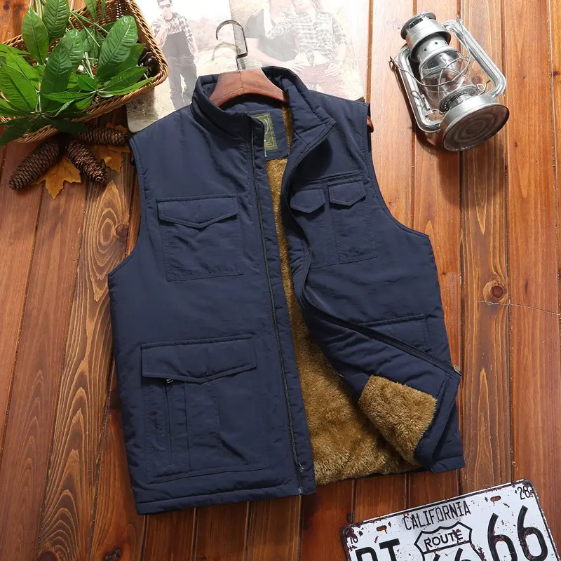 Winter Men Padded Vest Men Fleece Warm Waistcoats Thermal Vests Coats Man Waterproof Windbreaker Sleeveless Jackets Clothing