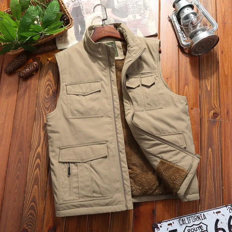 Winter Men Padded Vest Men Fleece Warm Waistcoats Thermal Vests Coats Man Waterproof Windbreaker Sleeveless Jackets Clothing