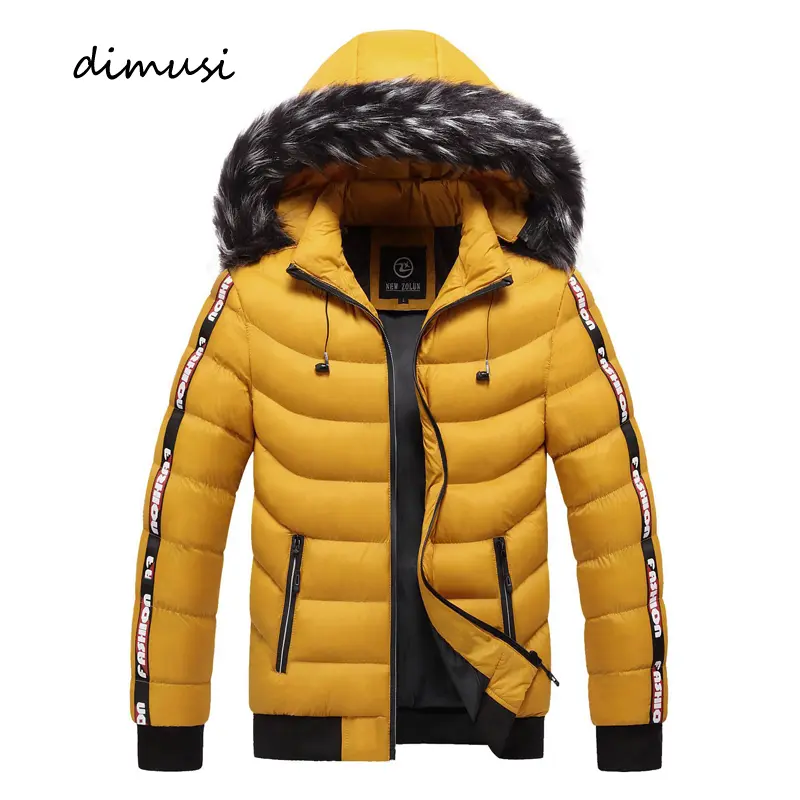 Winter Men Warm Padded Jackets Fashion Man Cotton Down Thermal Parkas Outdoor Fur Collar Windbreaker Hooded Coats Man Clothing